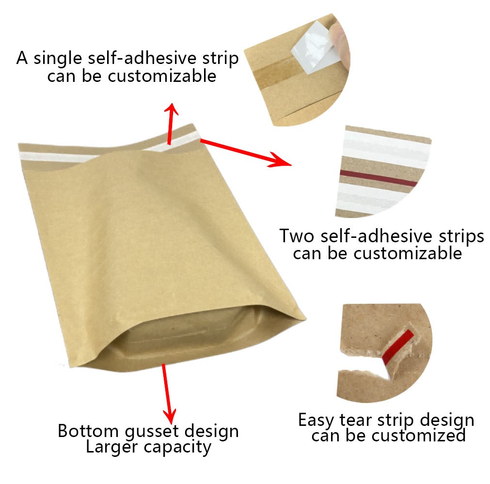 Custom Logo Waterproof Kraft Paper Mailer Bags